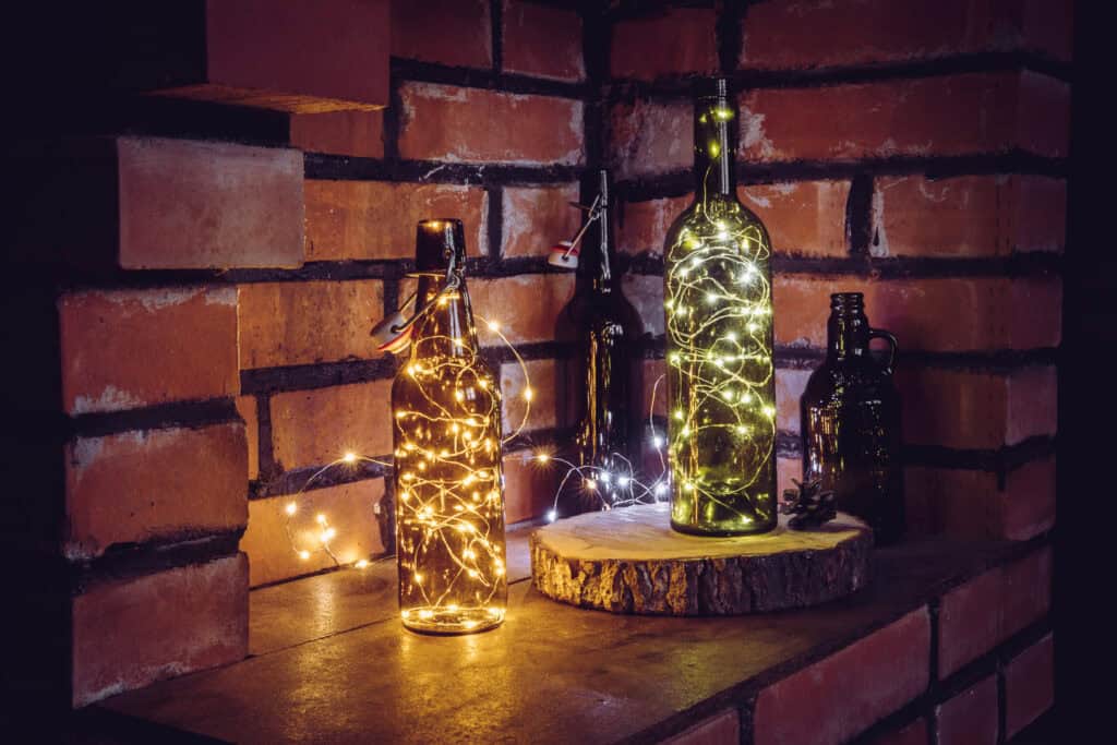 Decorating Vintage Bottles with lights